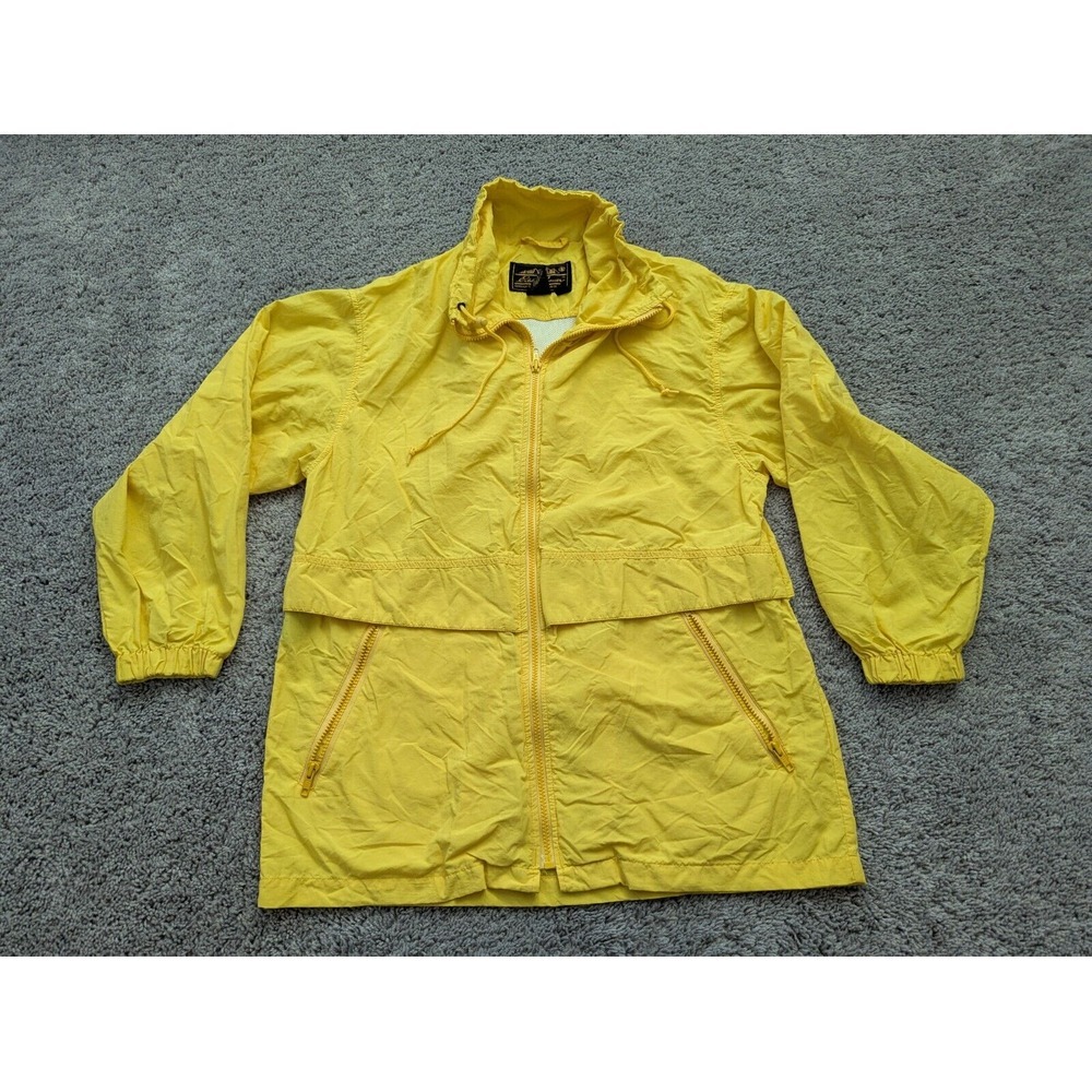 Vintage Eddie Bauer Rain Coat Jacket Womens Large Full Zip‎ Windbreaker Yellow